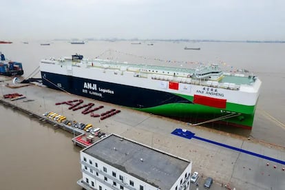 El Anji Ansheng, el barco portavehículos de SAIC Motor, dueña de la marca MG. Imagen cedida por la compañía.