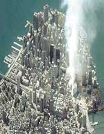 Imagen de Manhattan (Nueva York) tomada por un satélite el 12 de septiembre de 2001, al día siguiente del atentado a las Torres Gemelas.