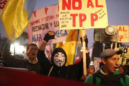 Manifestación contra el TPP, la semana pasada en Lima