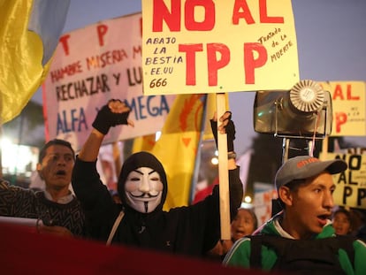 Manifestación contra el TPP, la semana pasada en Lima