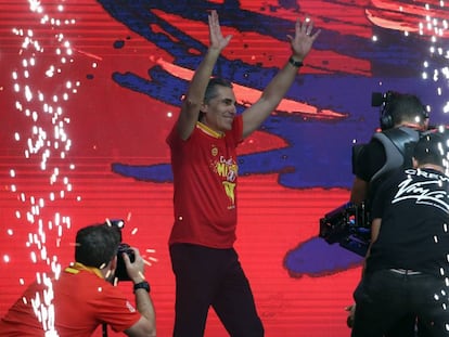 Sergio Scariolo, durante la celebración del Mundial de Baloncesto, en Madrid el 16 de septiembre.