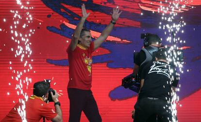 Sergio Scariolo, durante la celebración del Mundial de Baloncesto, en Madrid el 16 de septiembre.