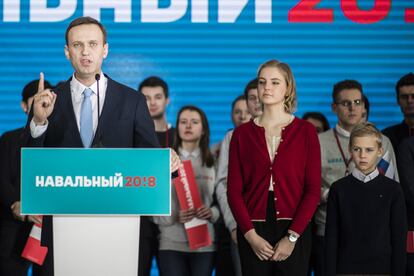 Navalni , en un acto electoral en Moscú en 2017.