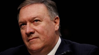 El secretario de Estado, Mike Pompeo, en una rueda de prensa el 26 de marzo.