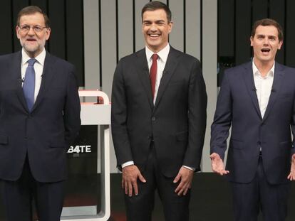 Rajoy, Sánchez, Rivera e Iglesias, este lunes.