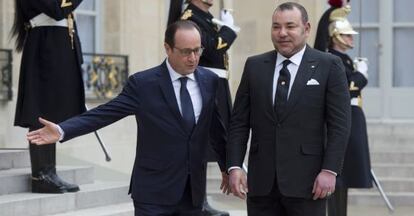 El presidente Hollande recibe al rey Mohamed VI, en París, el pasado 9 de febrero.
