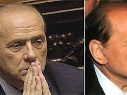 A la izquierda, Berlusconi, en una foto de archivo. A la derecha, el nuevo rostro del primer ministro.