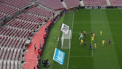 El Barça marca un gol durant el partit a porta tancada contra Las Palmas, l'1 d'octubre de 2017 al Camp Nou. 