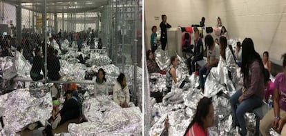 Familias hacinadas en la comisaría de McAllen, Texas, el pasado 11 de junio.