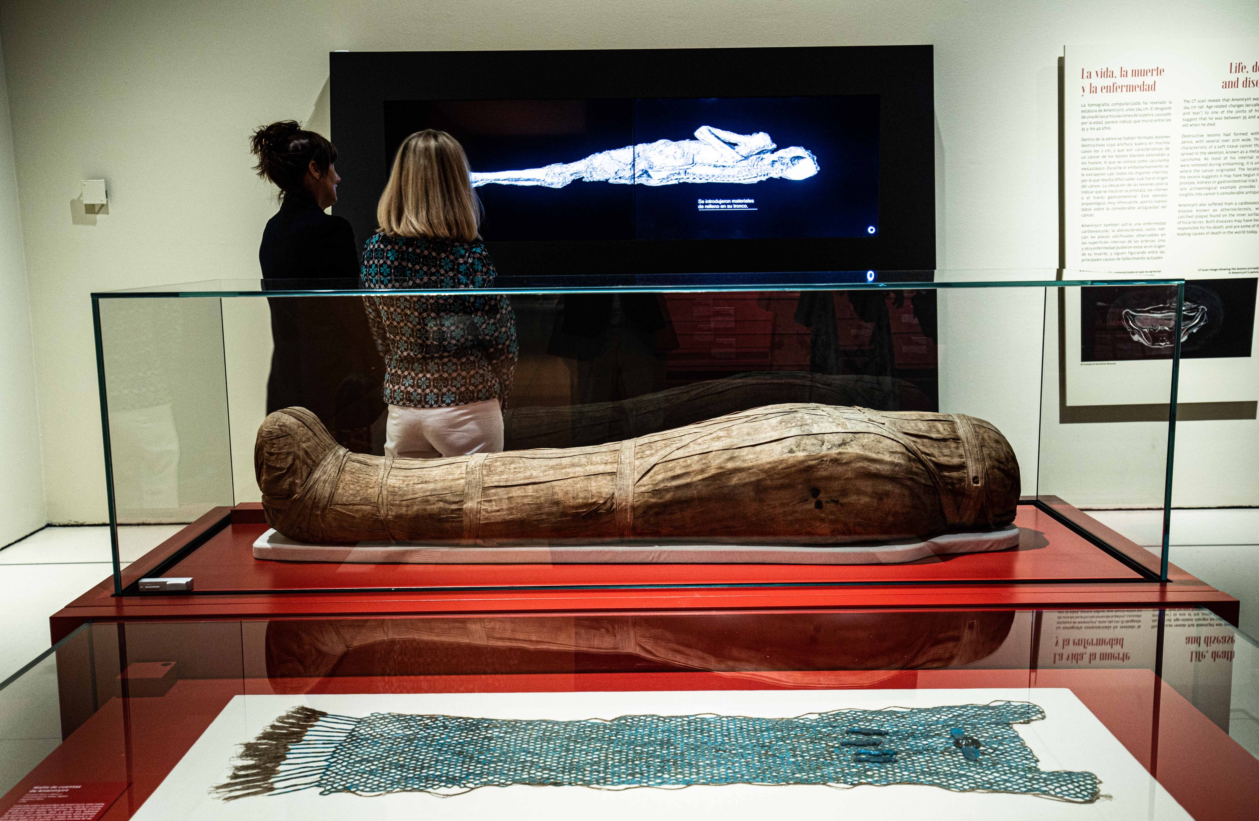 Un aspecto de la exposición de momias en CaixaForum Madrid.