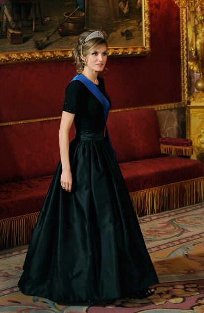 La entonces princesa Letizia en una gala en honor al presidente de Chile, celebrada en Madrid el 7 de marzo de 2011.