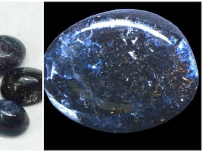 Zafiro del Carmel, recientemente incluido por la Asociación Mineralógica Internacional en la lista oficial de minerales conocidos.