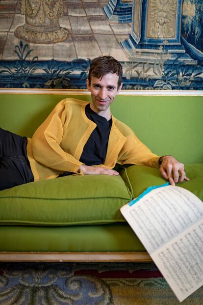 Roth Costanzo with the score of 'Orlando,' by Händel, at Madrid's Royal Theater.