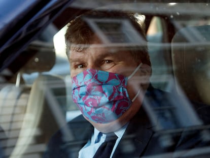 Fund manager Crispin Odey on his way to a courthouse in London.