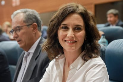 Isabel Díaz Ayuso, durante el pleno de investidura del miércoles.