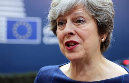 La primera ministra británica, Theresa May, este jueves en Bruselas.