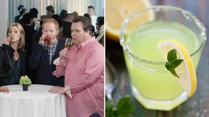 A la izquierda, una escena de la serie 'Modern Family' y, a la derecha, un vaso de Margarita.