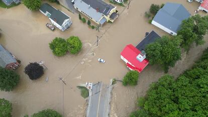 A general view of a flooded area, in Ludlow, Vermont