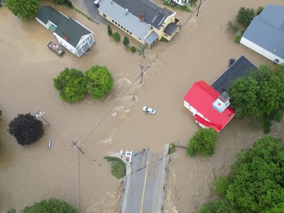 A general view of a flooded area, in Ludlow, Vermont, U.S. July 10, 2023.