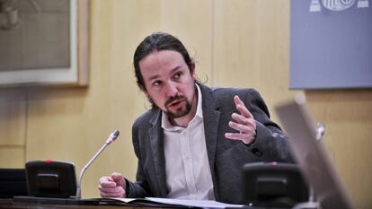 El vicepresidente segundo Pablo Iglesias en la reunión del Consejo Territorial de Servicios Sociales y Atención a la Dependencia.