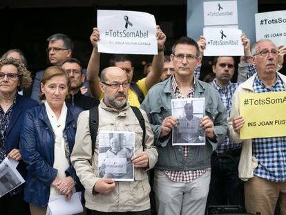 Professors en la concentració d'avui a Barcelona.