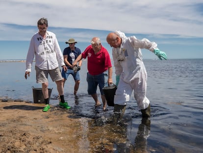 Organizaciones ecologistas de Murcia protestan por el estado crítico del Mar Menor, el 5 de junio de 2022.