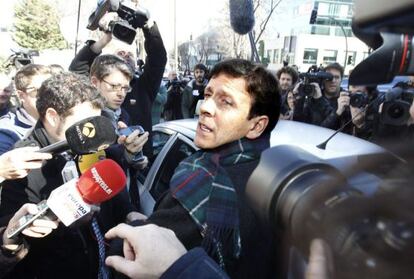 Eufemiano Fuentes leaves court in Madrid on Monday after the first day of the Operation Puerto trial.