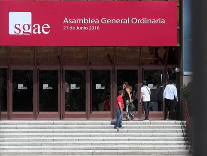 Local de Madrid donde se celebró la asamblea de la SGAE, el pasado 21 de junio. 