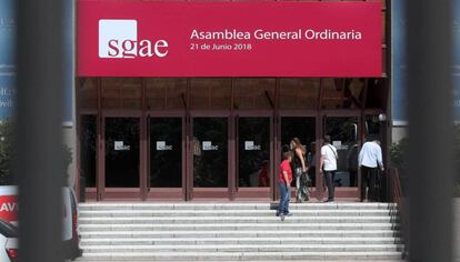 Local de Madrid donde se celebró la asamblea de la SGAE, el pasado 21 de junio. 