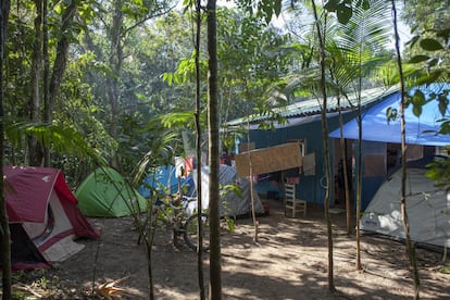 No dia 4 de julho, três casais da oitava geração caiçara da região do Rio Verde iniciaram um acampamento para tentar resistir na única casa que não foi demolida pelo Estado naquele dia. Chovia muito quando guardas e policiais ambientais cumpriram a ordem do Governo de desfazer as casas levantadas sem autorização na área da estação ecológica, cuja legislação traz fortes restrições para moradia. De um lado, o Estado argumenta que atuava para evitar a consolidação de um crime ambiental. Do outro, a comunidade alega que a construção foi um ato de desobediência civil para fazer valer seu direito como povo tradicional. No acampamento, ativistas sociais, ambientalistas, parentes e até políticos seguem em vigília há semanas. Dormem em barracas e assumem o compromisso de seguir o modo de vida caiçara.