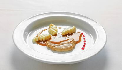Carne con gnocci impresa en 3D.