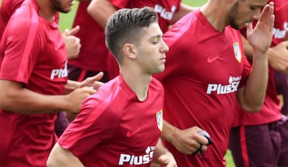 Vietto, en un entrenamiento con el Atlético.