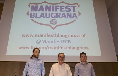 Los impulsores de Manifest Blaugrana, en el Ateneu.