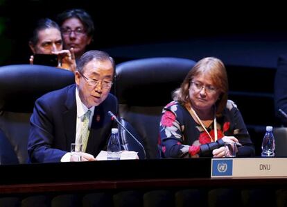 Ban Ki-Moon y su jefa de Gabinete en la secretaría general de la ONU, Susana Malcorra, en 2014. Ella será ministra de Exteriores de Argentina.