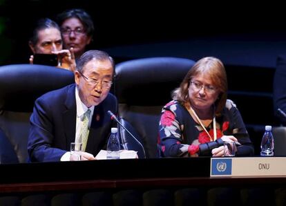 Ban Ki-Moon y su jefa de Gabinete en la secretar&iacute;a general de la ONU, Susana Malcorra, en 2014. Ella ser&aacute; ministra de Exteriores de Argentina.