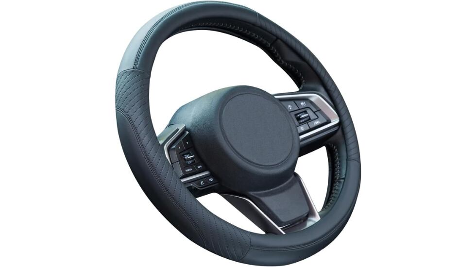 La funda está hecha con cuero de microfibra.