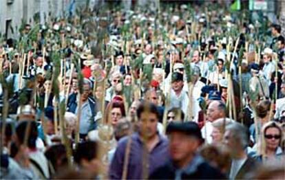 Una parte de la enorme masa de participantes, ayer, en la romería a la Santa Faz.