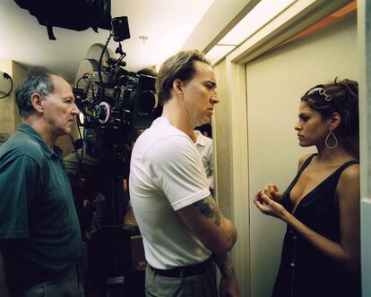 En un descanso del rodaje de 'Bad Lieutenant' (2009), con Nicolas Cage y Eva Mendes, en Nueva Orleans