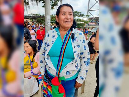 Carmelina Yule, durante la conmemoración del Día Internacional de la Mujer, en Toribío (Cauca), el 8 de marzo de 2024.