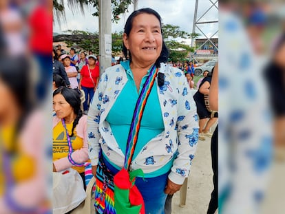 Carmelina Yule, durante la conmemoración del Día Internacional de la Mujer, en Toribío (Cauca), el 8 de marzo de 2024.