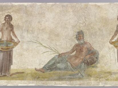 La obra Polimnia, hecha en m&aacute;rmol, perteneciente a la muestra Mujeres de Roma.