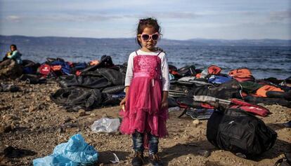 Imagen de la exposici&oacute;n &#039;El fang d&#039;Europa&#039;, sobre la crisis migratoria en el Mediterr&aacute;neo, en la Beckett. 