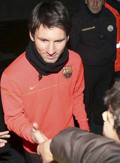 Messi, tras entrenarse ayer.