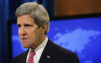 El secretario de Estado, John Kerry, durante la presentaci&oacute;n del informe sobre Derechos Humanos.