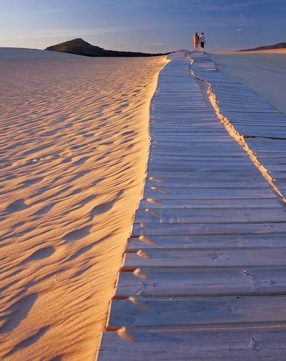 Las dunas del parque de Corrubedo están muy protegidas. El recorrido exige no salirse de las pasarelas de madera instaladas en el complejo.