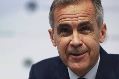 El gobernador del Banco de Inglatera, Mark Carney, comparece ante la prensa para presentar el informe trimestral sobre inflación