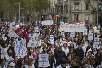 Manifestació de metges a Barcelona, aquest dilluns.