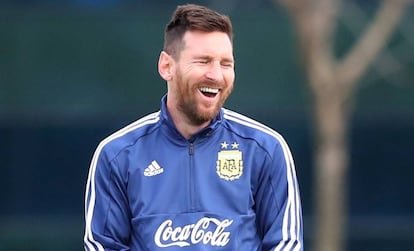 Messi, durante el entrenamiento de Argentina en Buenos Aires.