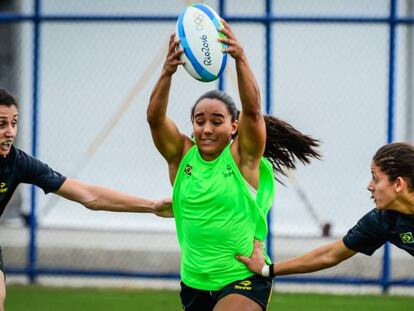 Edna Santini durante o treinamento no Rio de Janeiro.