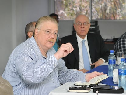 Paul Oquist, asesor del presidente Daniel Ortega, en junio de 2013 durante una conferencia en Managua sobre el canal interoceánico que el Gobierno pretendía construir en Nicaragua.